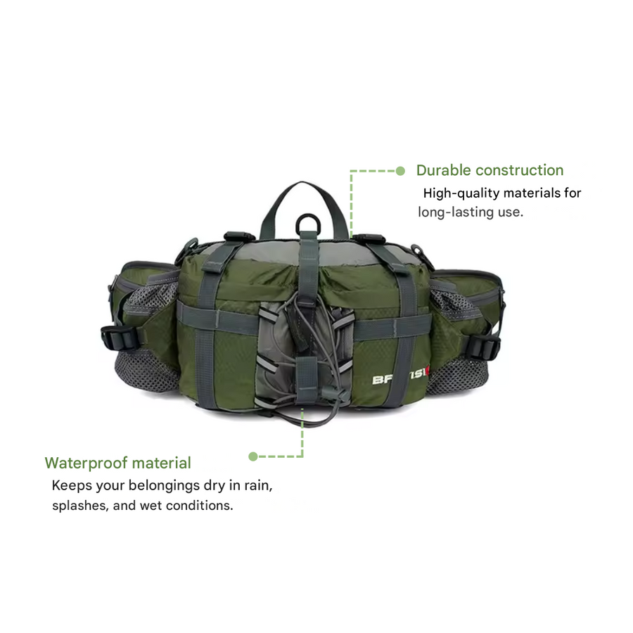 Waterproof Hiking Waist Bag 5L Outdoor Fanny Pack with Pockets – product view 9 | Great Lakes Outdoor