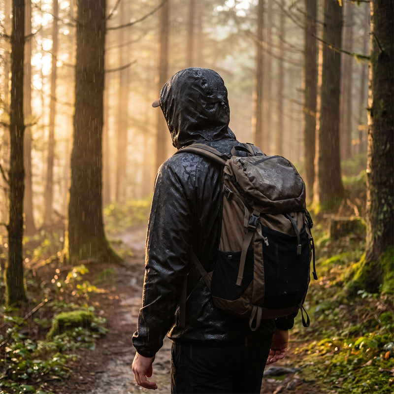 Waterproof Packable Rain Jacket Lightweight Unisex Hiking Windbreaker – product view 2 | Great Lakes Outdoor