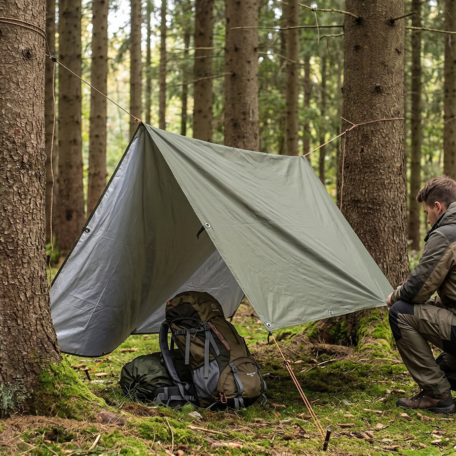Waterproof Rain Poncho 3 In 1 Tarp Shelter Groundsheet Hooded Cape, product photo 5