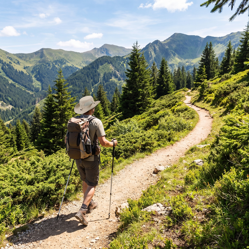 Wide Brim Hiking Hat Ventilated Sun Protection Trail Cap shown in a styled home setting | Great Lakes Outdoor