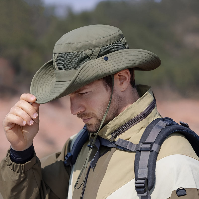 Wide Brim Hiking Hat Ventilated Sun Protection Trail Cap – product view 12 | Great Lakes Outdoor