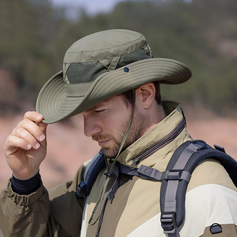 Wide Brim Hiking Hat Ventilated Sun Protection Trail Cap – product view 12 | Great Lakes Outdoor