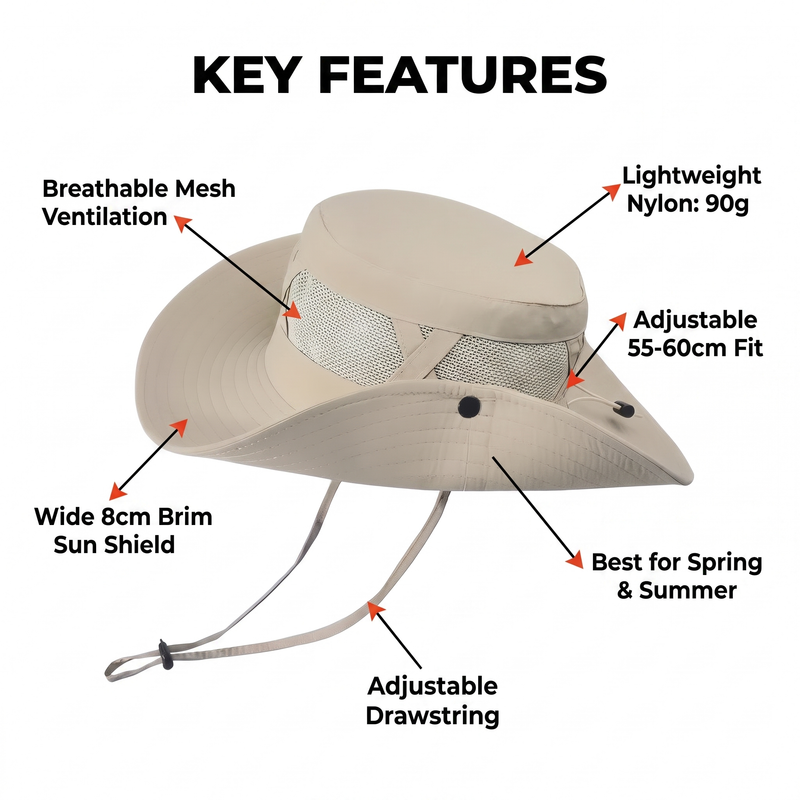 Wide Brim Hiking Hat Ventilated Sun Protection Trail Cap – features and specifications overview | Great Lakes Outdoor