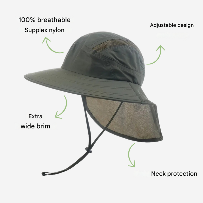 Wide Brim Sun Hat Neck Flap UV Protection Lightweight Outdoor Hat – product view 3 | Great Lakes Outdoor