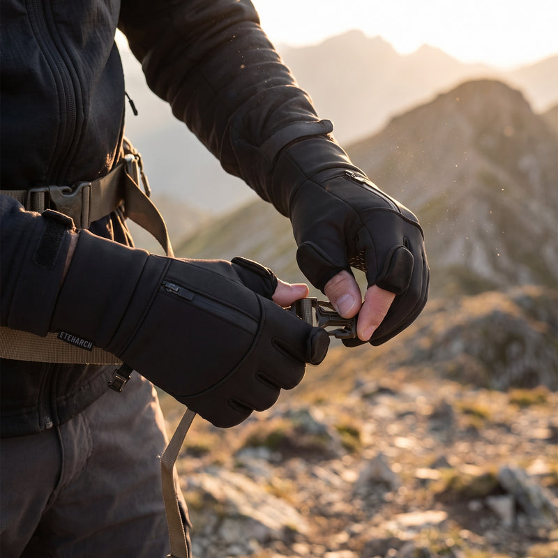Windproof Winter Gloves Flip Top Two Finger Touchscreen Hunting Mitts, product photo 3
