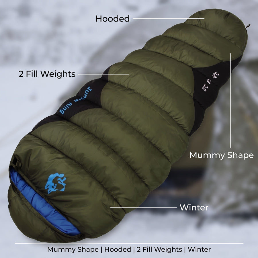 Winter Mummy Sleeping Bag Hooded Down Blend Fill Cold Weather, product photo 2