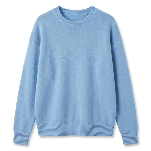 Women's Cashmere Blend Sweater Crew Neck Loose Fit Plush Knit