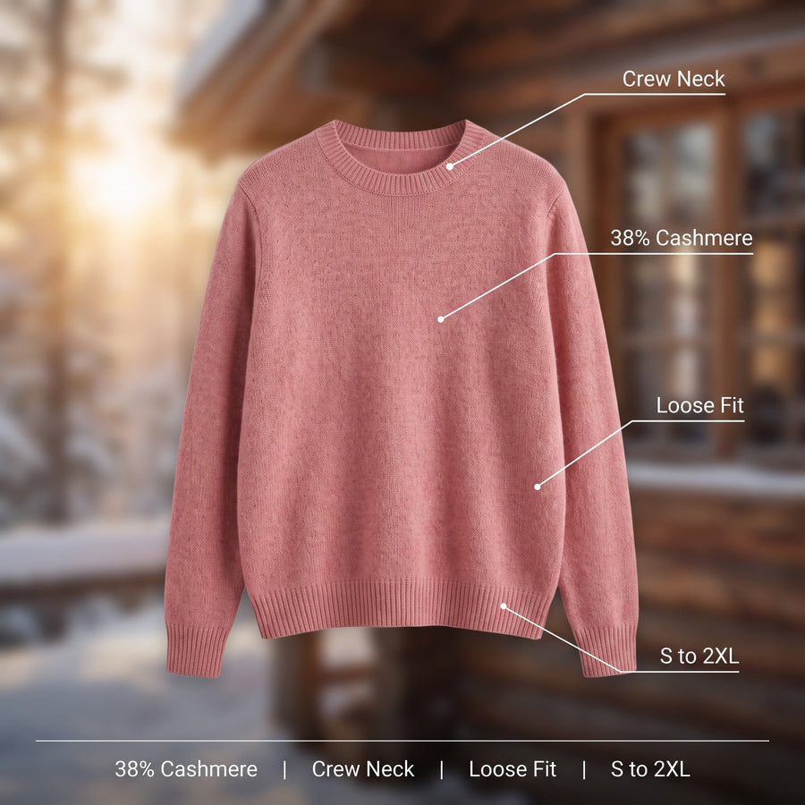 Women's Cashmere Blend Sweater Crew Neck Loose Fit Plush Knit, product photo 2