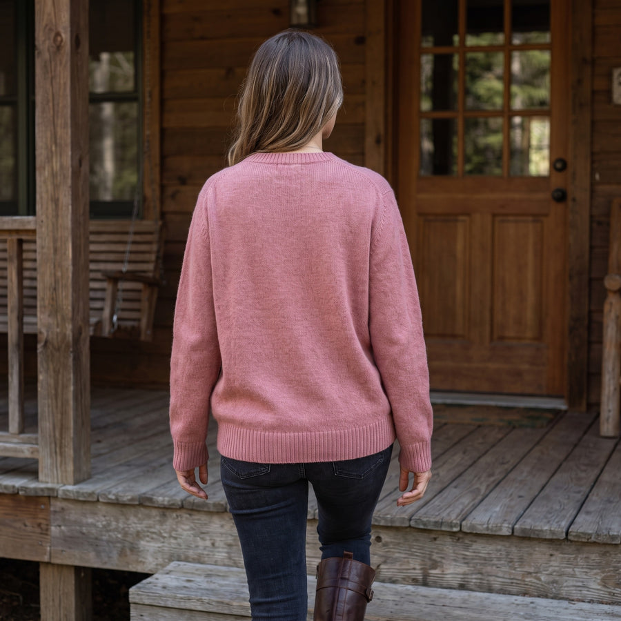 Women's Cashmere Blend Sweater Crew Neck Loose Fit Plush Knit, product photo 5