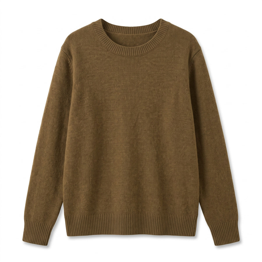 Women's Cashmere Blend Sweater Crew Neck Loose Fit Plush Knit, product photo 9