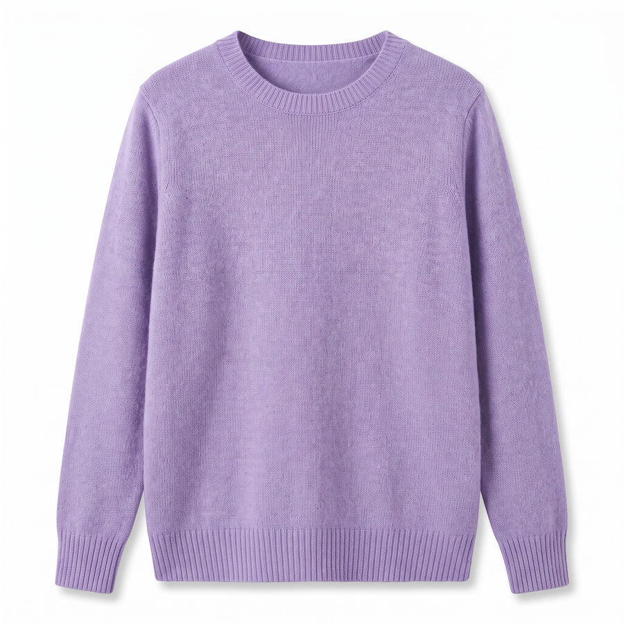 Women's Cashmere Blend Sweater Crew Neck Loose Fit Plush Knit, product photo 12