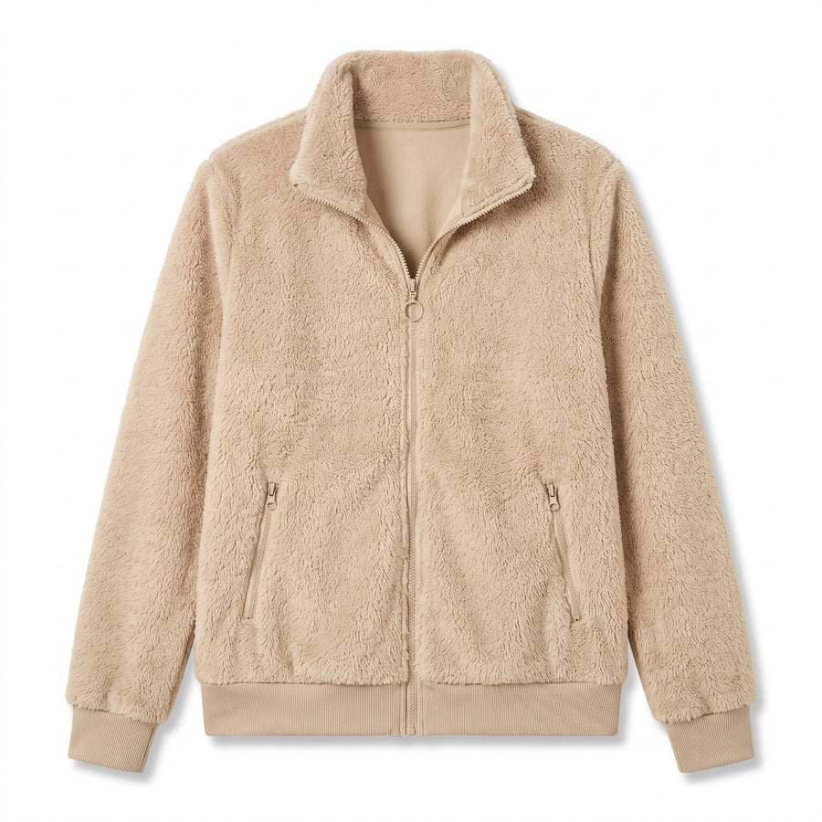Women's Casual Jacket Plush Trim Contrast Zip Slim Fit Short, product photo 6