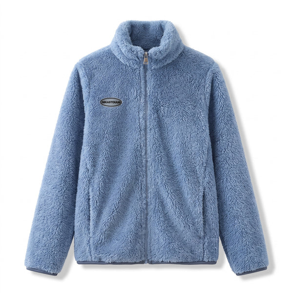 Women's Double Faced Coral Fleece Winter Jacket Lapel Zip Coat