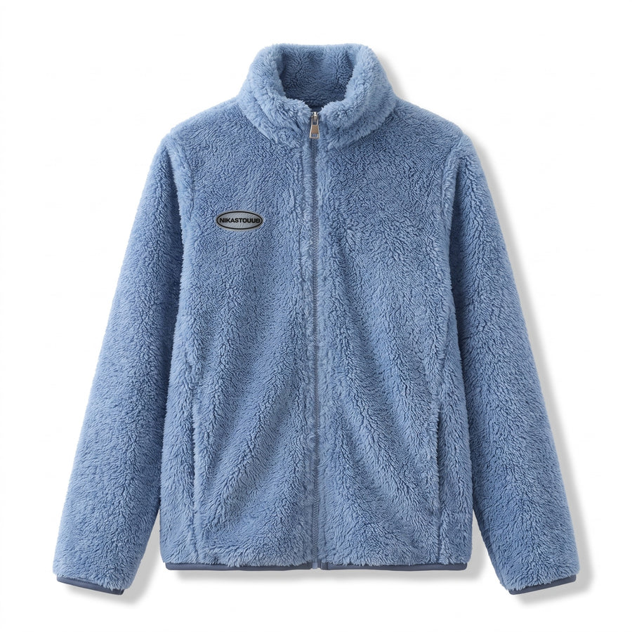 Women's Double Faced Coral Fleece Winter Jacket Lapel Zip Coat, product photo 1
