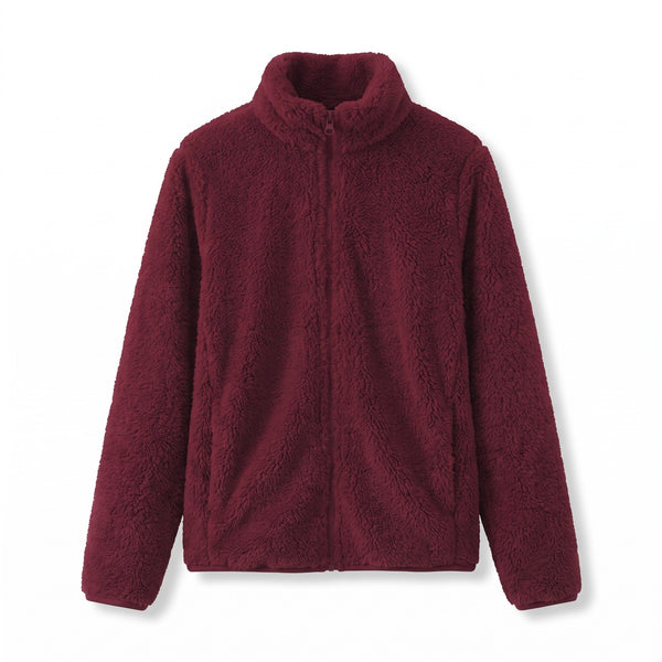Women's Double Faced Plush Winter Jacket Lapel Zip Front Coat