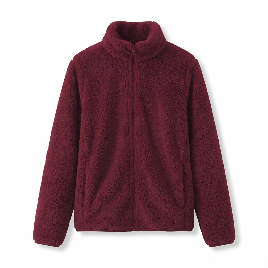Women's Double Faced Plush Winter Jacket Lapel Zip Front Coat, product photo 1