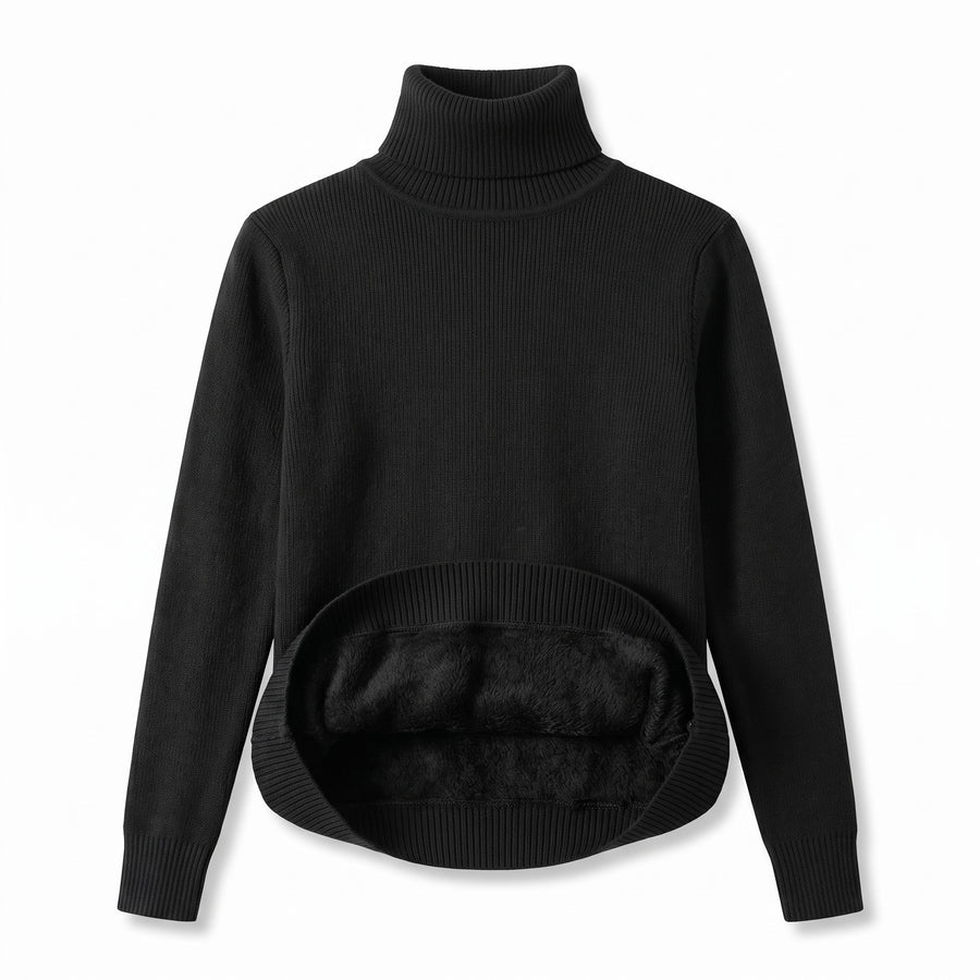 Women's Fleece Base Layer Top High Neck Stretch Warm Knit Sweater, product photo 1