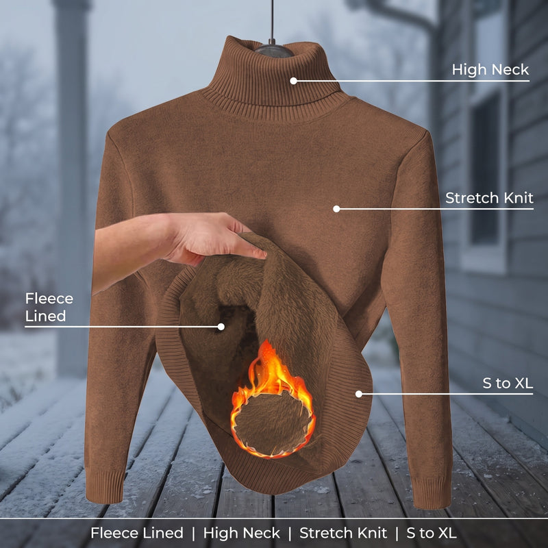 Women's Fleece Base Layer Top High Neck Stretch Warm Knit Sweater, product photo 2