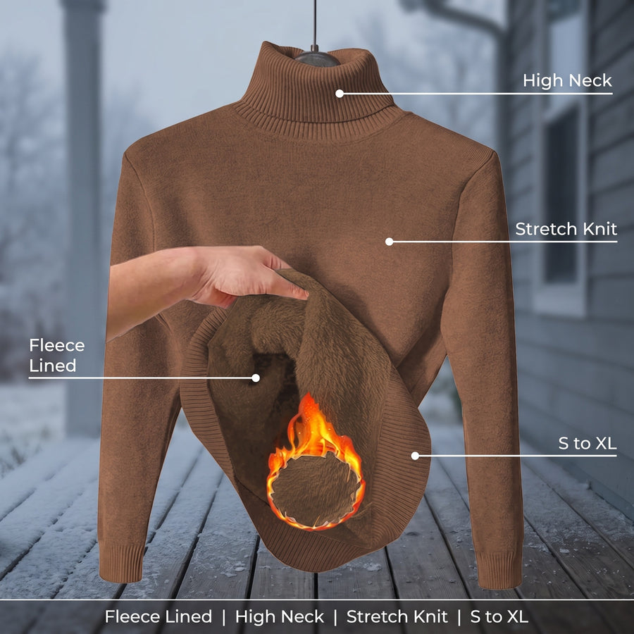 Women's Fleece Base Layer Top High Neck Stretch Warm Knit Sweater, product photo 2