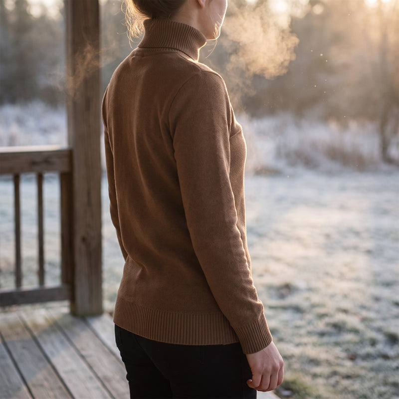 Women's Fleece Base Layer Top High Neck Stretch Warm Knit Sweater, product photo 3