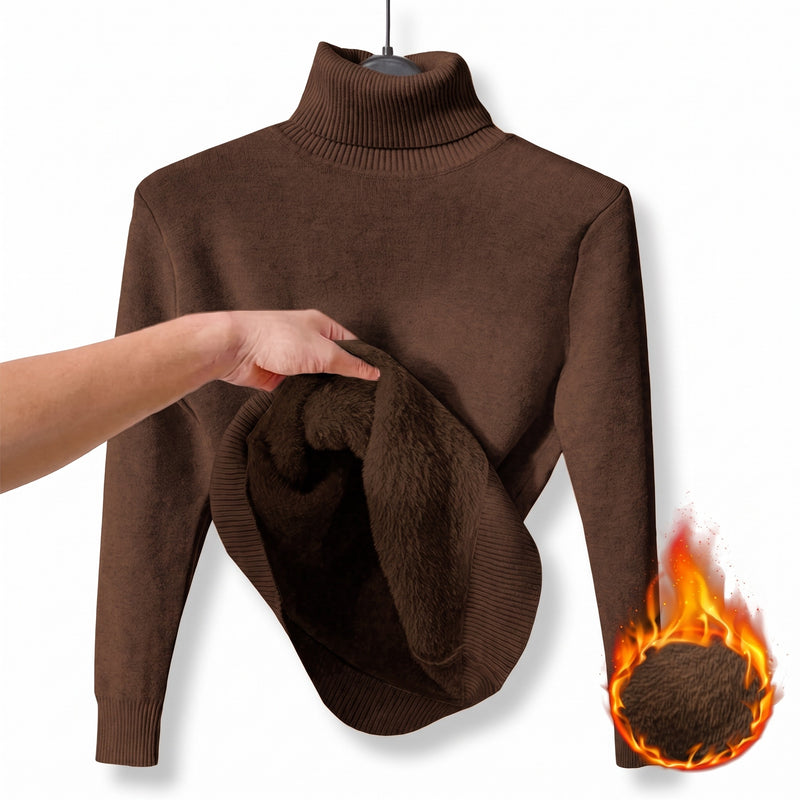 Women's Fleece Base Layer Top High Neck Stretch Warm Knit Sweater, product photo 6