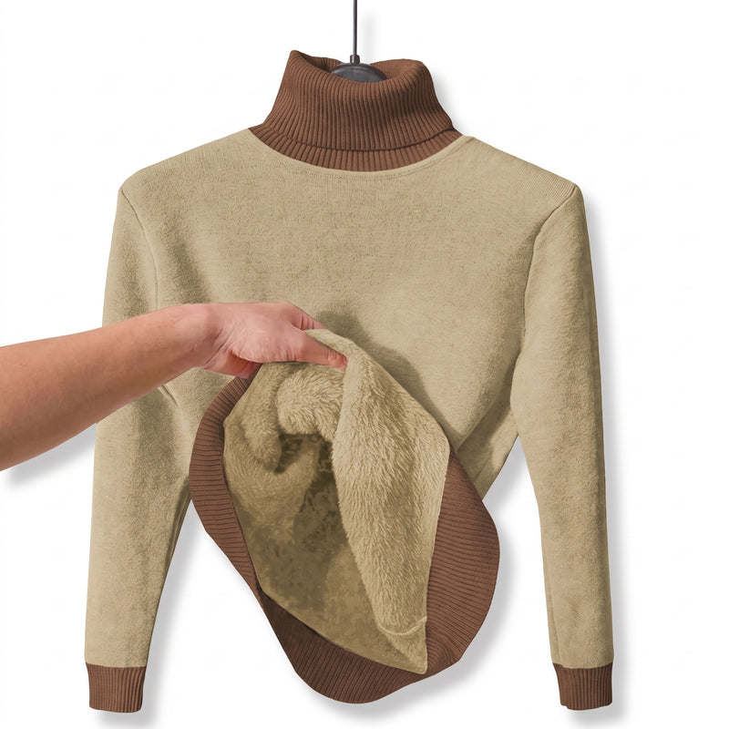 Women's Fleece Base Layer Top High Neck Stretch Warm Knit Sweater, product photo 7