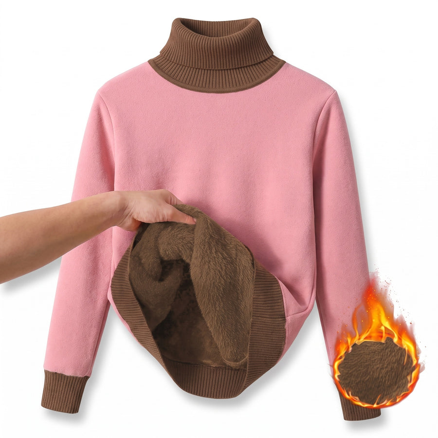 Women's Fleece Base Layer Top High Neck Stretch Warm Knit Sweater, product photo 9