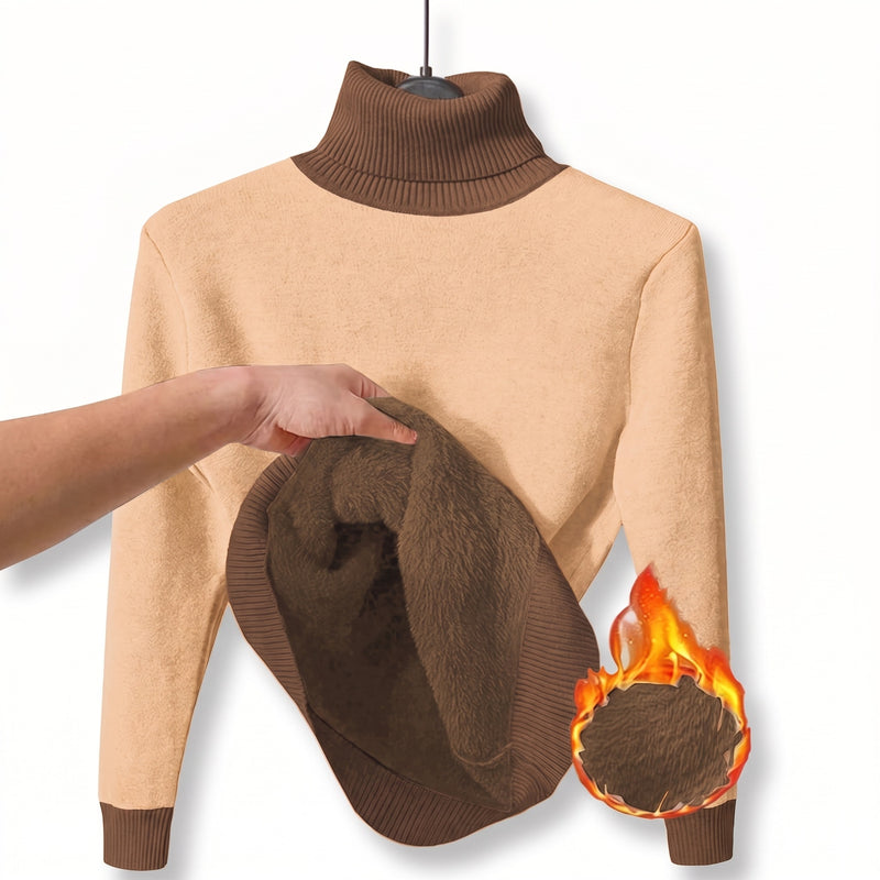 Women's Fleece Base Layer Top High Neck Stretch Warm Knit Sweater, product photo 13