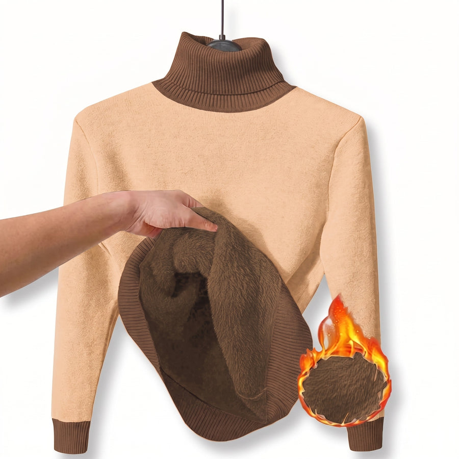Women's Fleece Base Layer Top High Neck Stretch Warm Knit Sweater, product photo 13