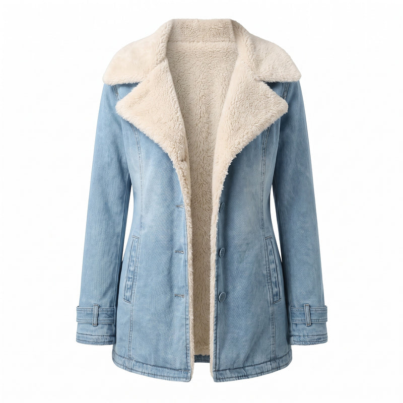 Women's Fleece Lined Jacket Wide Lapel Button Front Warm Winter Coat, product photo 10
