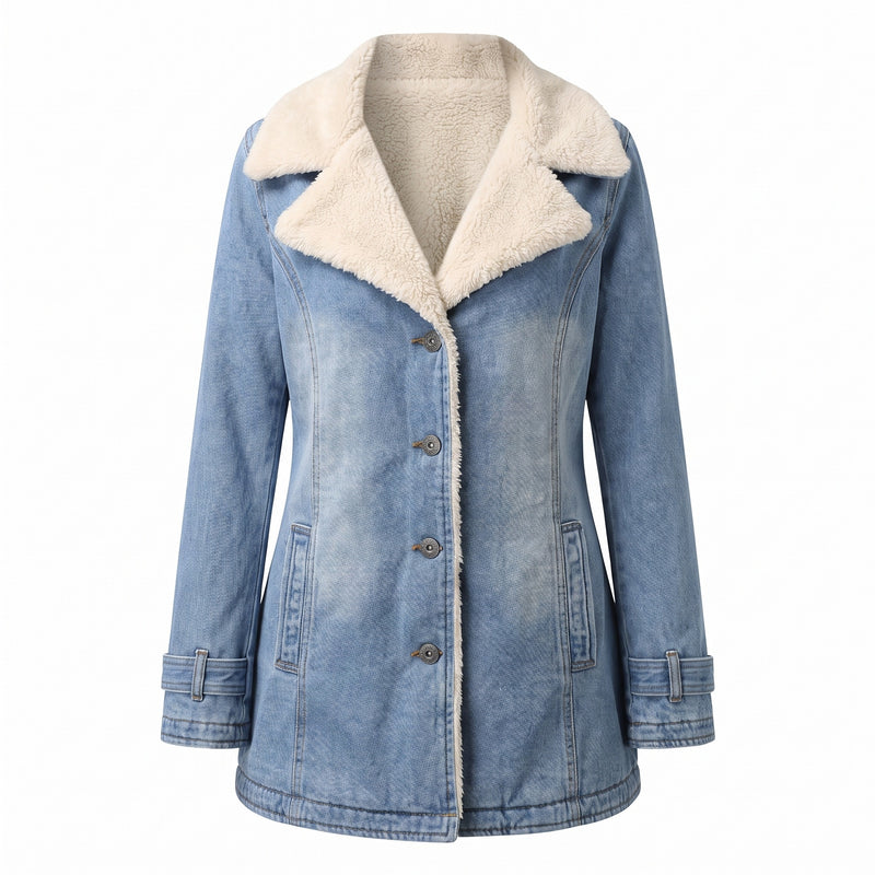 Women's Fleece Lined Jacket Wide Lapel Button Front Warm Winter Coat, product photo 16