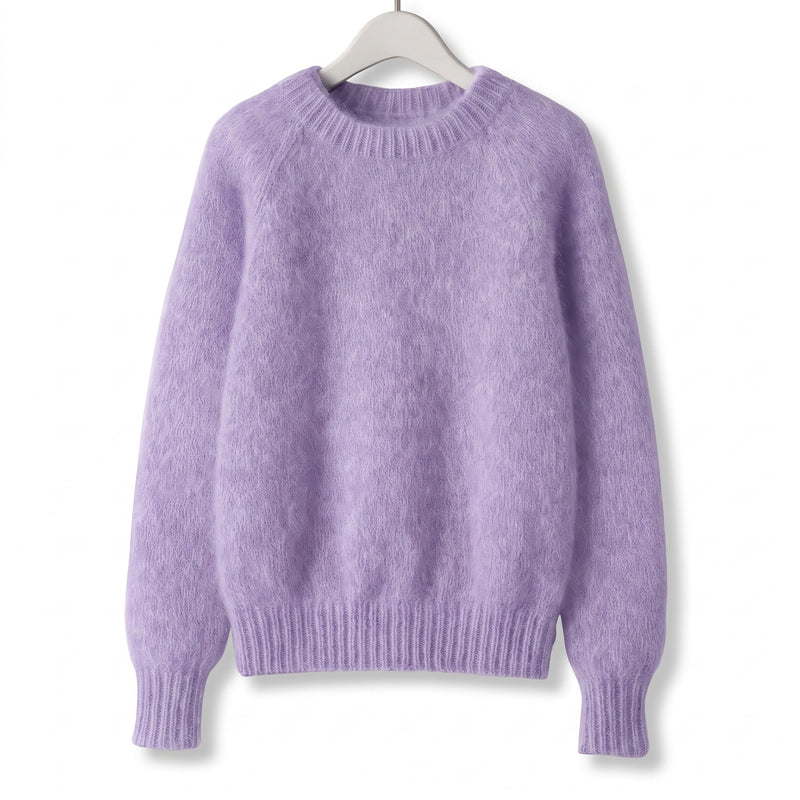 Women's French Style Sweater Crew Neck Stretch Knit Straight Top, product photo 6