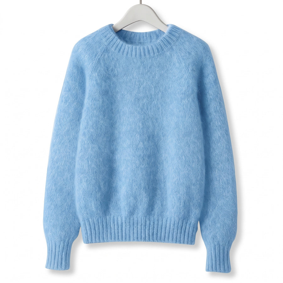 Women's French Style Sweater Crew Neck Stretch Knit Straight Top, product photo 7