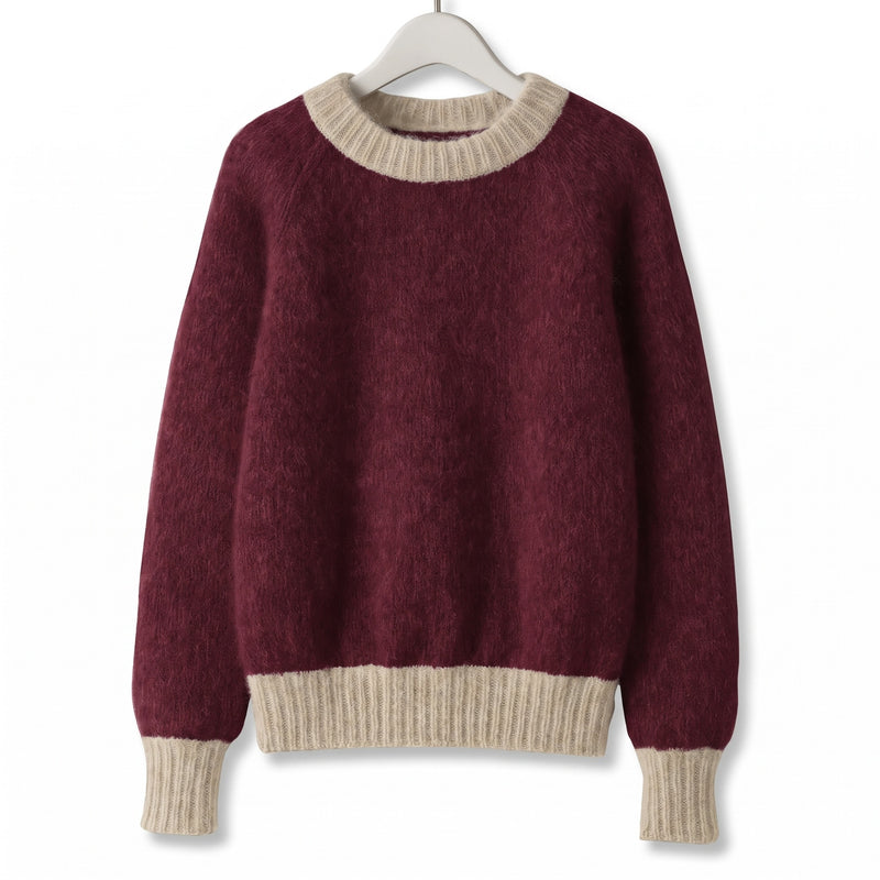 Women's French Style Sweater Crew Neck Stretch Knit Straight Top, product photo 13