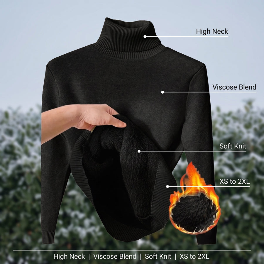 Women's High Neck Sweater Viscose Blend Soft Warm Knit Pullover, product photo 2