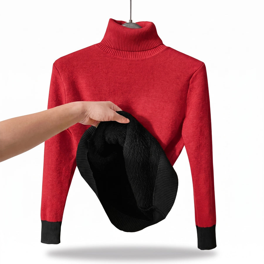 Women's High Neck Sweater Viscose Blend Soft Warm Knit Pullover, product photo 10
