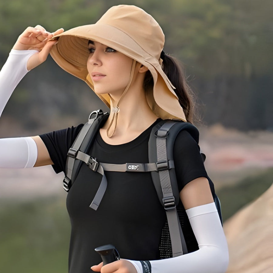Women's Hiking Sun Hat Wide Brim Neck Protection Cap – product view 9 | Great Lakes Outdoor