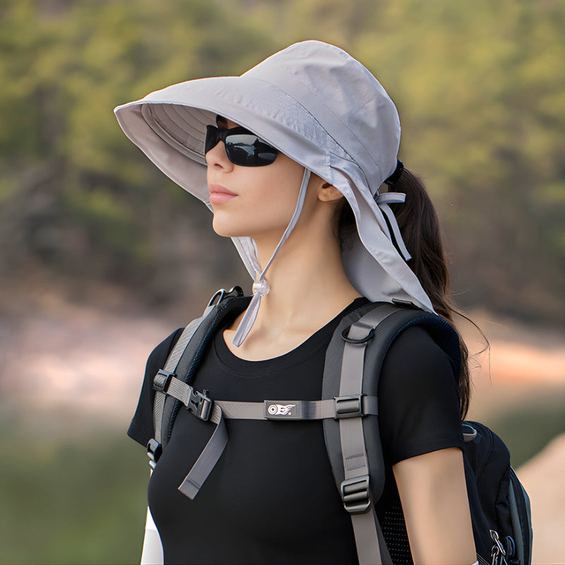 Women's Hiking Sun Hat Wide Brim Neck Protection Cap – product view 10 | Great Lakes Outdoor