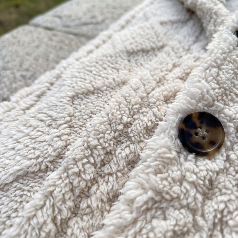 Women's Hooded Teddy Coat Diamond Quilt Decorative Button Front, product photo 4