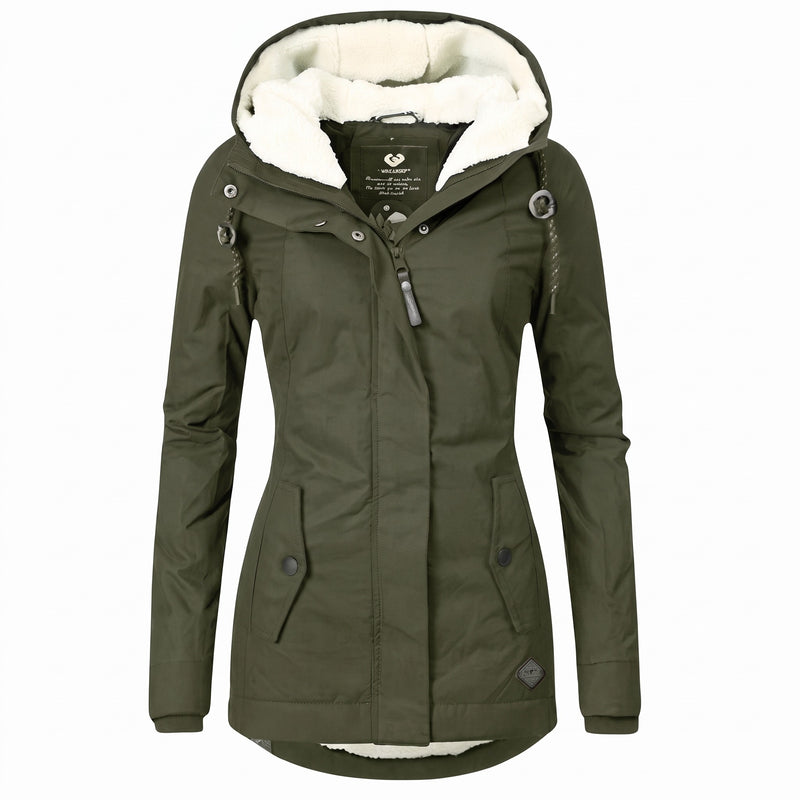 Women's Hooded Winter Parka Sherpa Lined Hood Adjustable Warm Coat, product photo 9