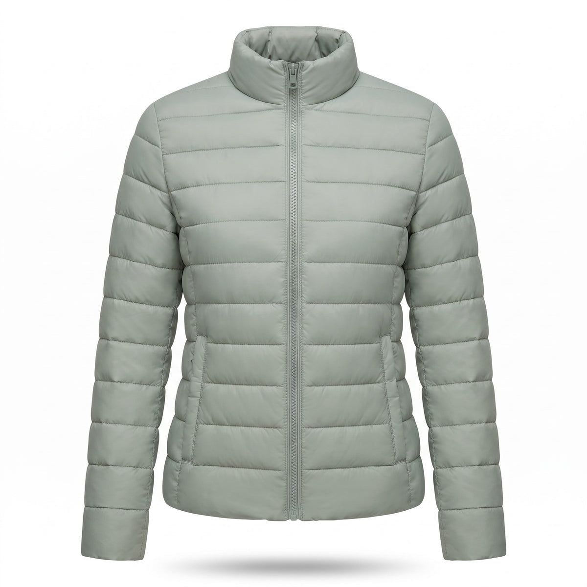 Women's Lightweight Quilted Puffer Jacket Stand Collar Slim Fit Coat, product photo 1