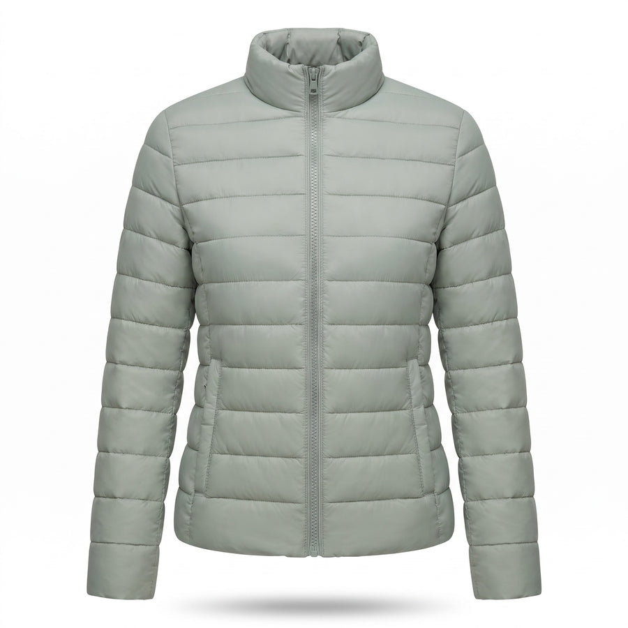 Women's Lightweight Quilted Puffer Jacket Stand Collar Slim Fit Coat, product photo 1
