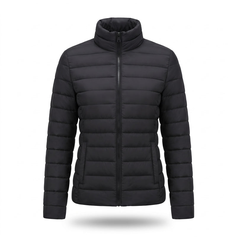 Women's Lightweight Quilted Puffer Jacket Stand Collar Slim Fit Coat, product photo 6
