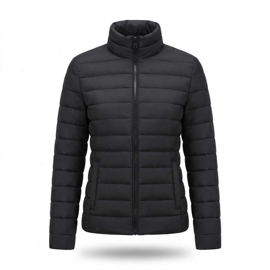 Women's Lightweight Quilted Puffer Jacket Stand Collar Slim Fit Coat, product photo 6