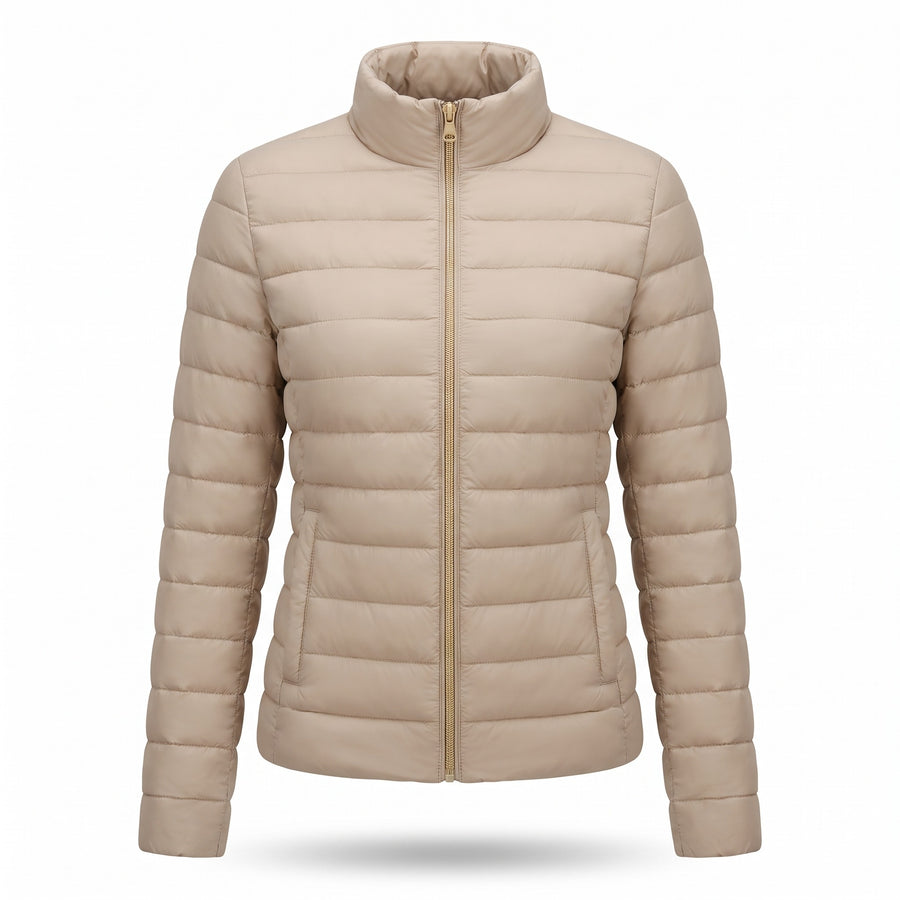 Women's Lightweight Quilted Puffer Jacket Stand Collar Slim Fit Coat, product photo 7