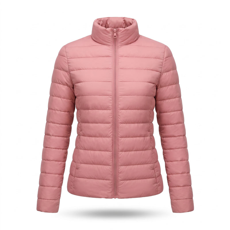 Women's Lightweight Quilted Puffer Jacket Stand Collar Slim Fit Coat, product photo 8
