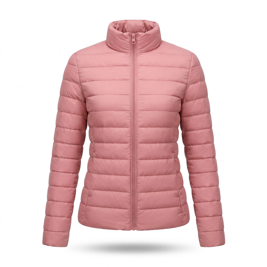 Women's Lightweight Quilted Puffer Jacket Stand Collar Slim Fit Coat, product photo 8