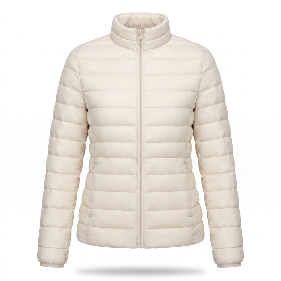 Women's Lightweight Quilted Puffer Jacket Stand Collar Slim Fit Coat, product photo 9