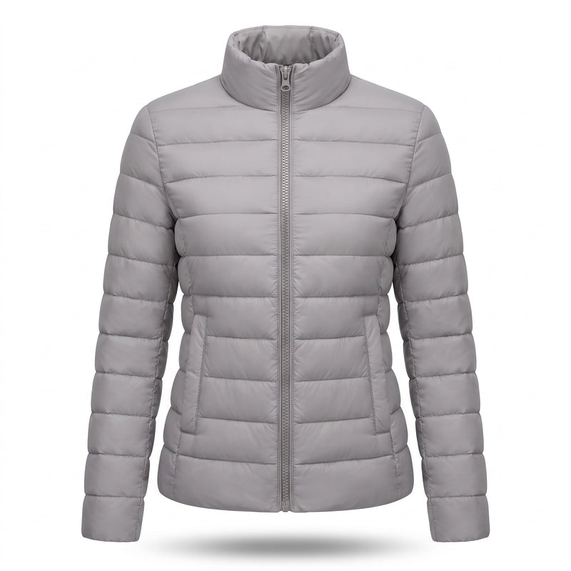 Women's Lightweight Quilted Puffer Jacket Stand Collar Slim Fit Coat, product photo 10