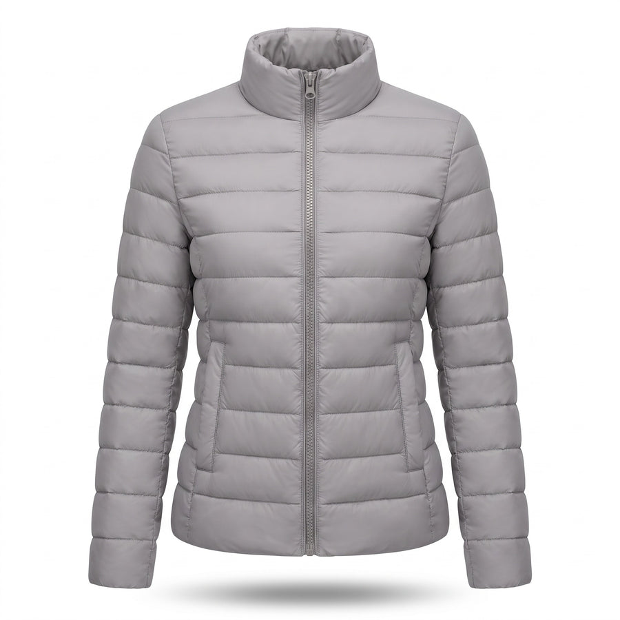 Women's Lightweight Quilted Puffer Jacket Stand Collar Slim Fit Coat, product photo 10